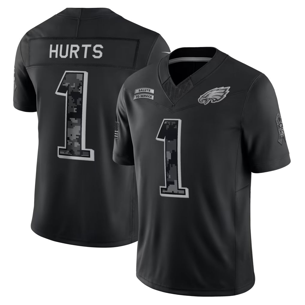 Ddoa P.Eagles #1 Jalen Hurts Player Black Limited 2026 Salute to Service Home Game Stitched Jerseys