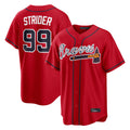 A.Braves #99 Spencer Strider Player Red Home Game Ddoa Stitched Jerseys