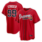 A.Braves #99 Spencer Strider Player Red Home Game Ddoa Stitched Jerseys