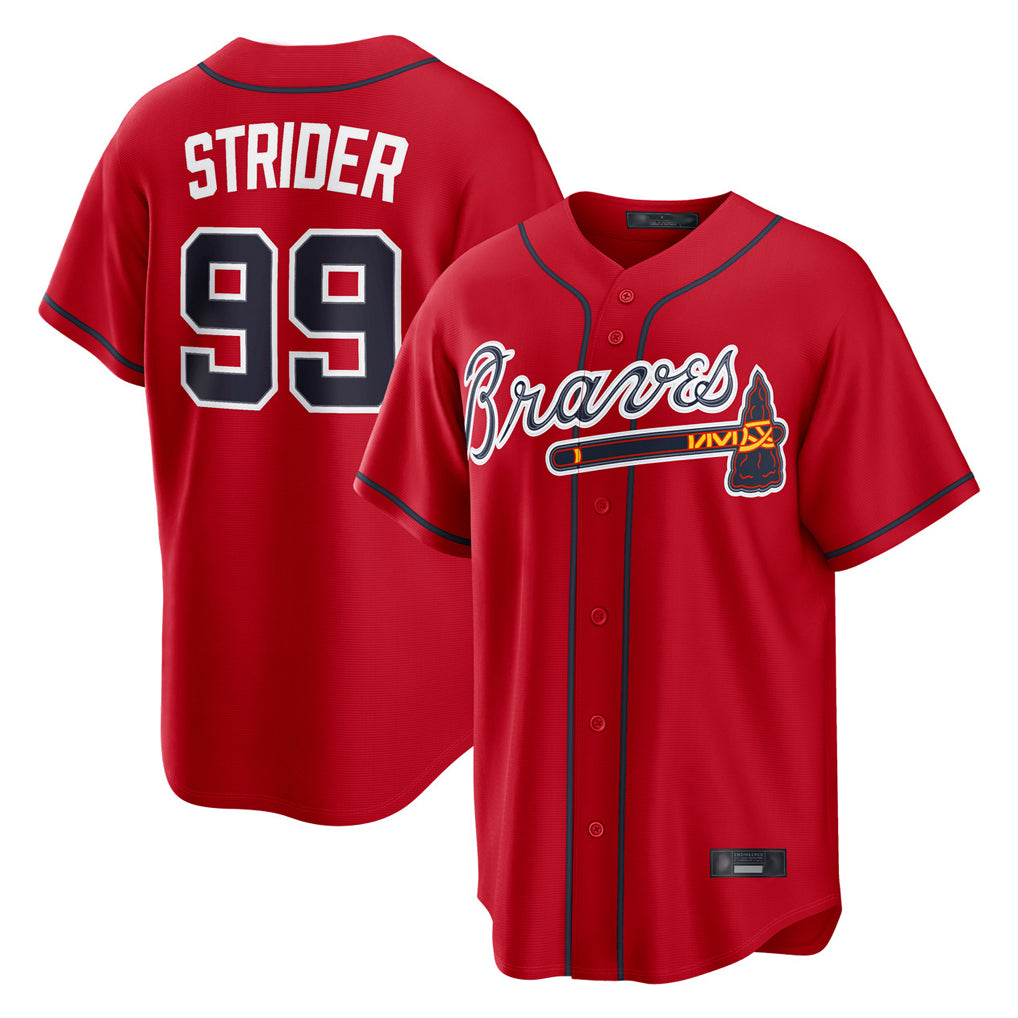 A.Braves #99 Spencer Strider Player Red Home Game Ddoa Stitched Jerseys