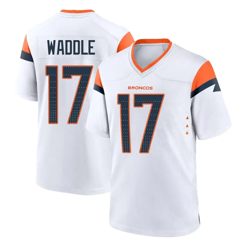 D.Broncos #17 Jaylen Waddle Player White Home Game Ddoa Stitched Jerseys