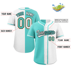 Custom White Aqua-Black Split Fashion Design Authentic Baseball Jersey