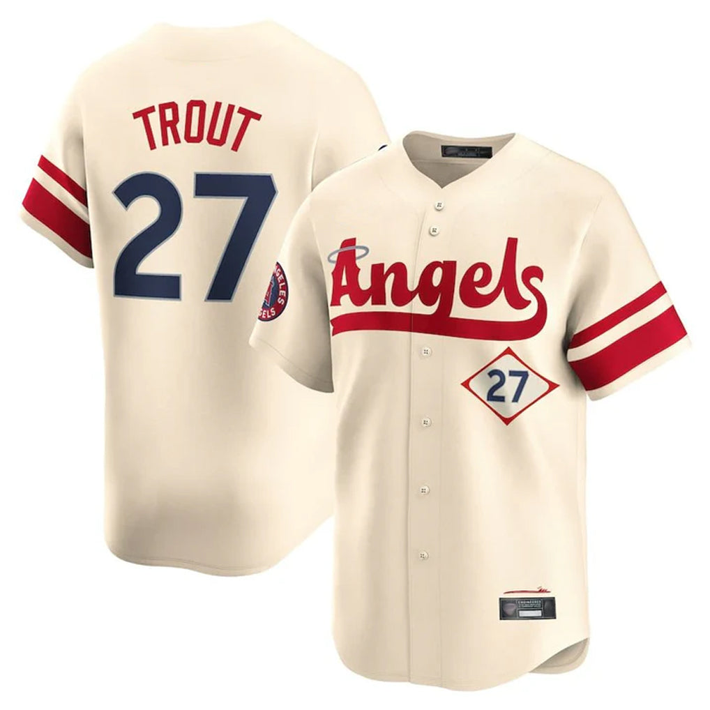 LA.Angels #27 Mike Trout Player Cream City Connect Limited Home Ddoa Stitched Jerseys