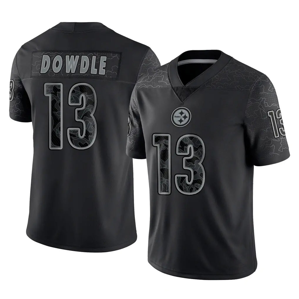 P.Steelers #13 Rico Dowdle Player Black Reflective Limited Home Game Ddoa Stitched Jerseys