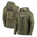 J.Jaguars #12 Travis Hunter Player Olive Salute to Service Pullover Hoodies Home Game Ddoa Stitched Jerseys