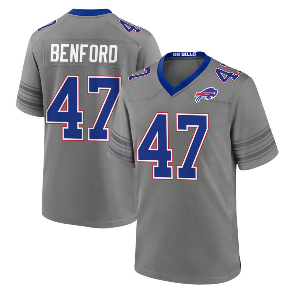 B.Bills #47 Christian Benford Player Gray Nickel City Home Game Ddoa Stitched Jerseys