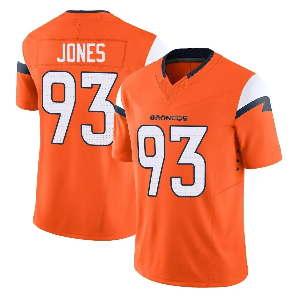D.Broncos #93 D.J. Jones Player Orange Vapor F.U.S.E. Limited Home Game Ddoa Stitched Jerseys