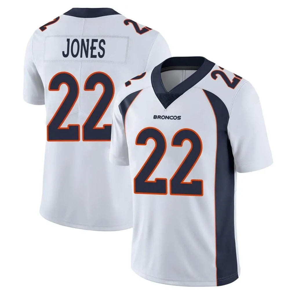 D.Broncos #22 Brandon Jones Player White Vapor Untouchable Limited Home Game Ddoa Stitched Jerseys