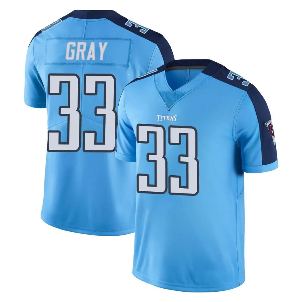 T.Titans #33 Cedric Gray Player Light Blue Limited Color Rush Home Game Ddoa Stitched Jerseys