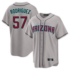 A.Diamondbacks #57 Eduardo Rodriguez Player Gray Road Home Game Ddoa Stitched Jerseys