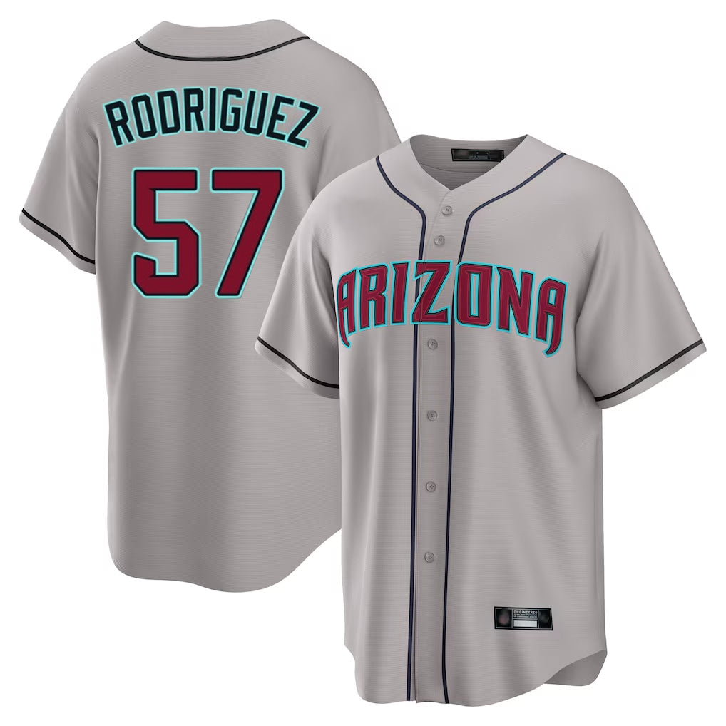 A.Diamondbacks #57 Eduardo Rodriguez Player Gray Road Home Game Ddoa Stitched Jerseys
