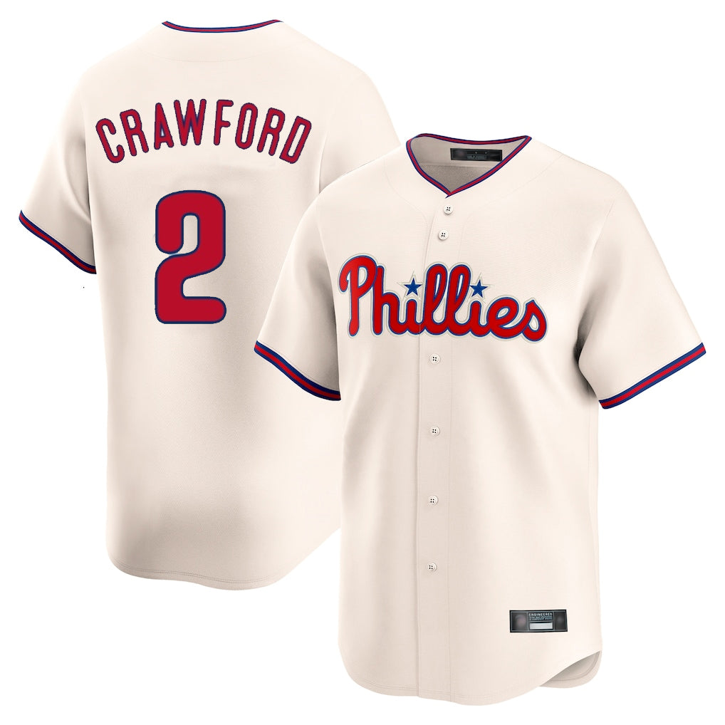 P.Phillies #2 Justin Crawford Player Cream Home Limited Ddoa Stitched Jerseys