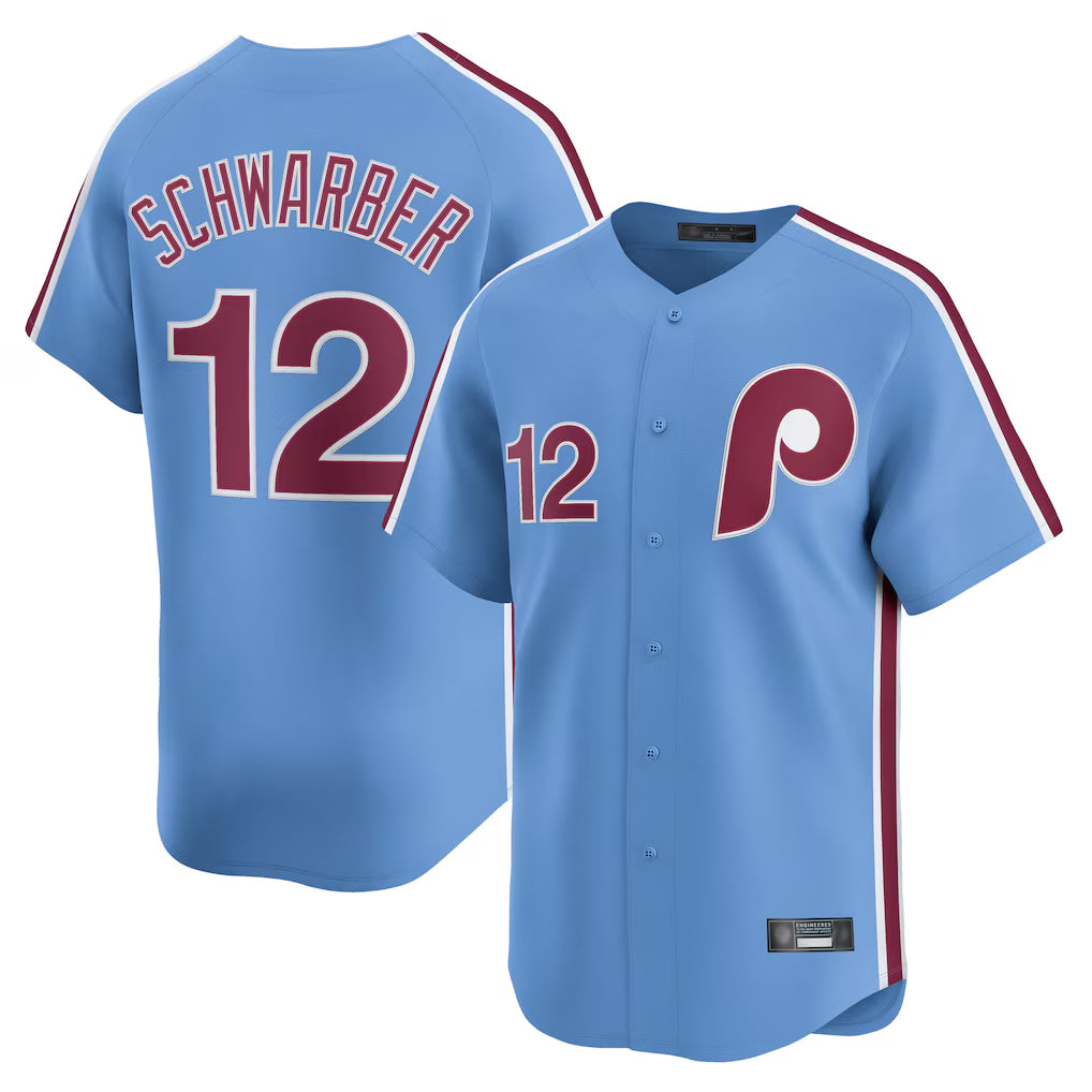 P.Phillies #12 Kyle Schwarber Player Light Blue Home Limited Ddoa Stitched Jerseys