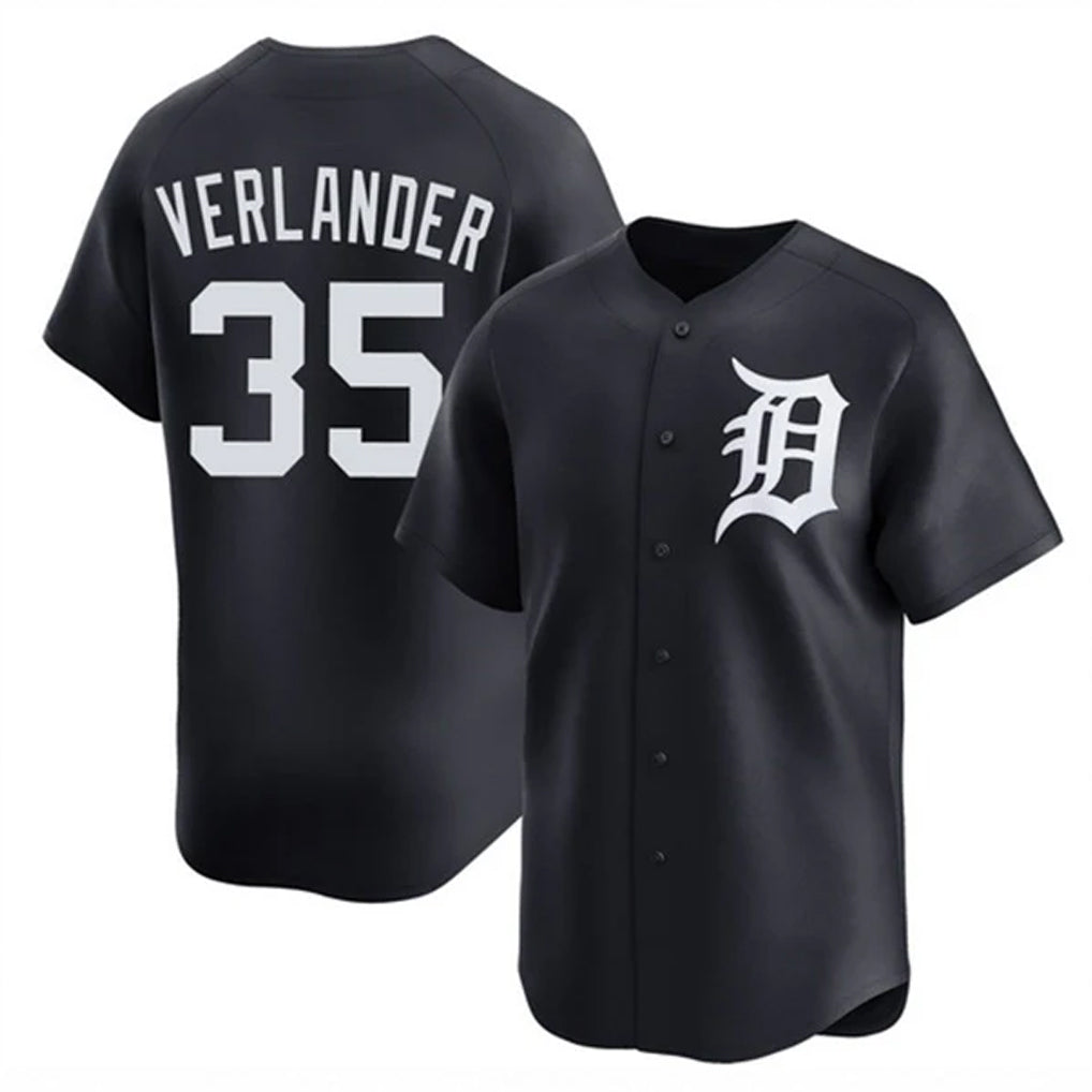 D.Tigers #35 Justin Verlander Player Navy Home Limited Game Ddoa Stitched Jerseys