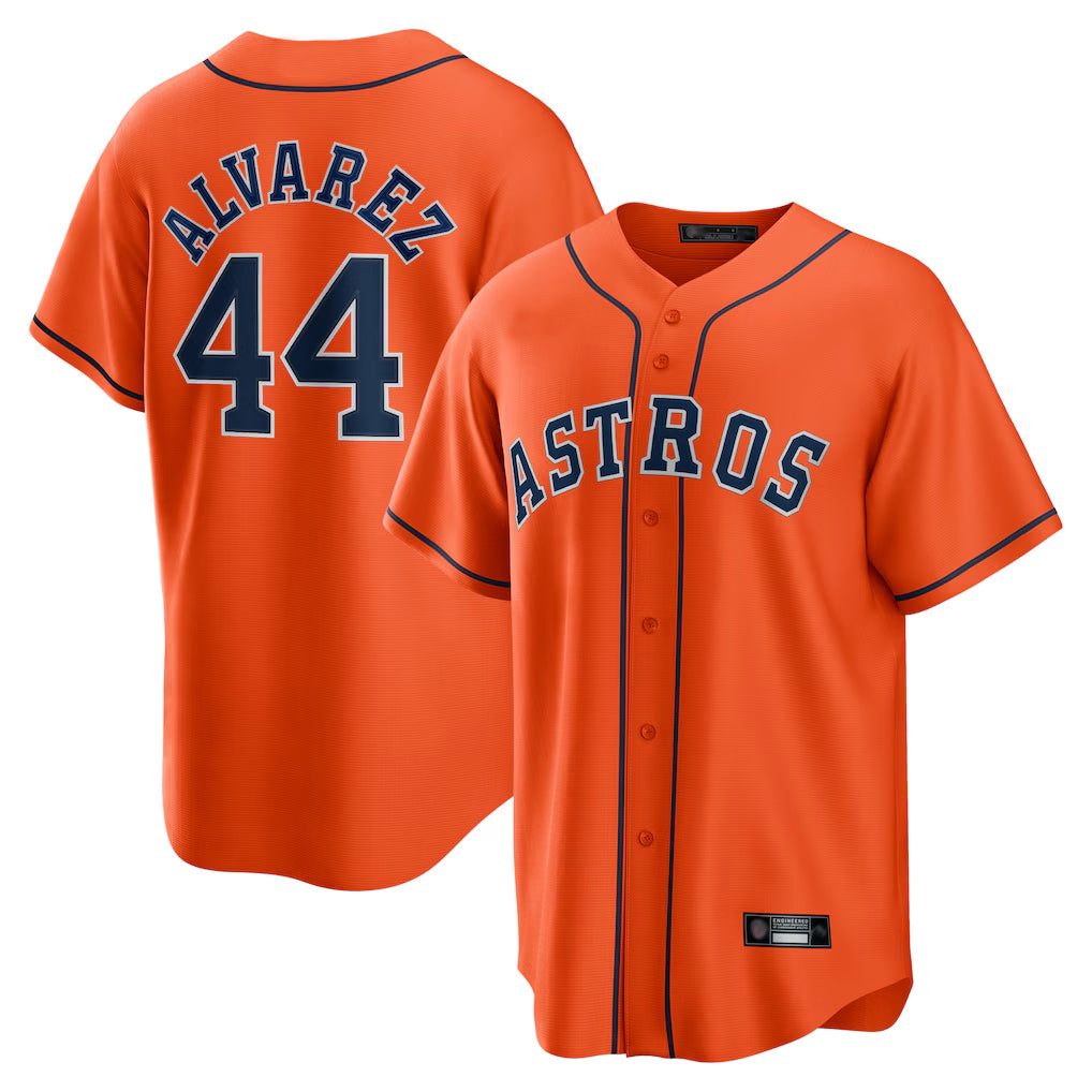 H.Astros #44 Yordan Alvarez Player Orange Home Game Ddoa Stitched Jerseys