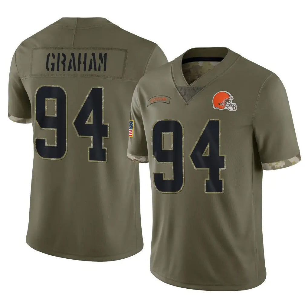 C.Browns #94 Mason Graham Player Olive Salute to Service Limited Game Ddoa Stitched Jerseys