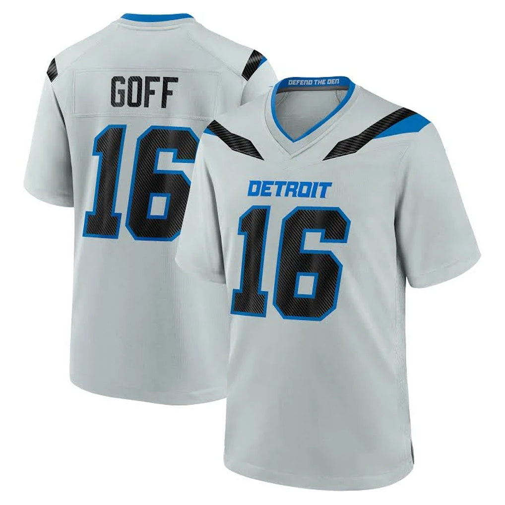 D.Lions #16 Jared Goff Player Silver 2026 Rivalries Collection Home Game Ddoa Stitched Jerseys