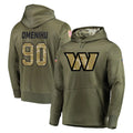 W.Commanders #90 Charles Omenihu Player Olive Salute to Service Pullover Hoodie Limited Home Game Ddoa Stitched Jerseys