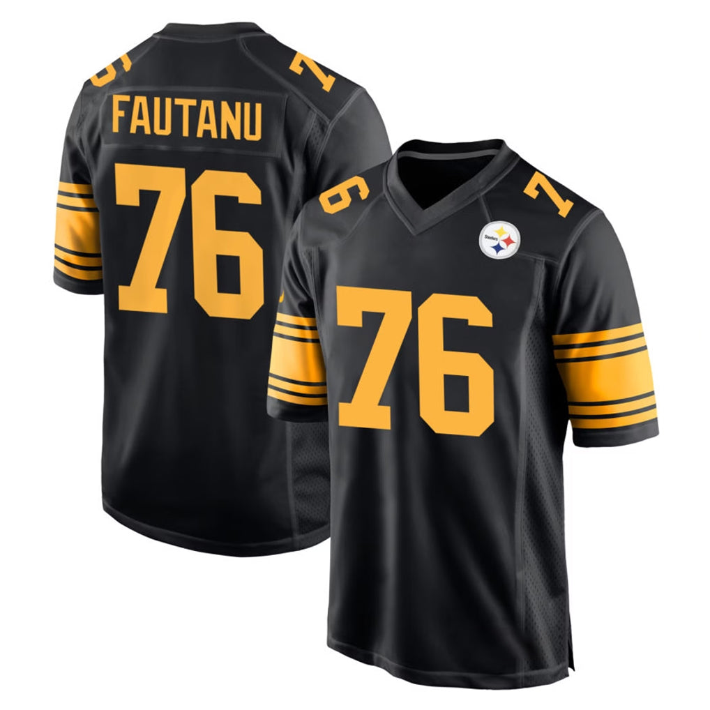 P.Steelers #76 Troy Fautanu Player Black Color Rush Home Game Ddoa Stitched Jerseys
