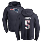NE.Patriots #5 Dre'Mont Jones Player Navy LOGO Pullover Hoodies Home Game Ddoa Stitched Jerseys