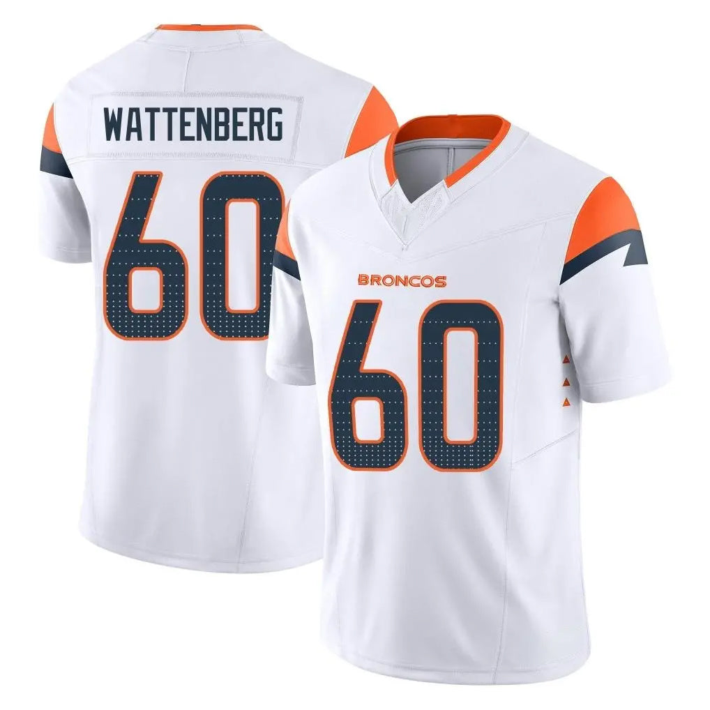 D.Broncos #60 Luke Wattenberg Player White Limited Vapor F.U.S.E. Home Game Ddoa Stitched Jerseys