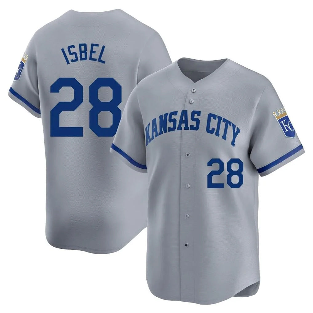 KC.Royals #28 Kyle Isbel Player Gray Limited Home Ddoa Stitched Jerseys