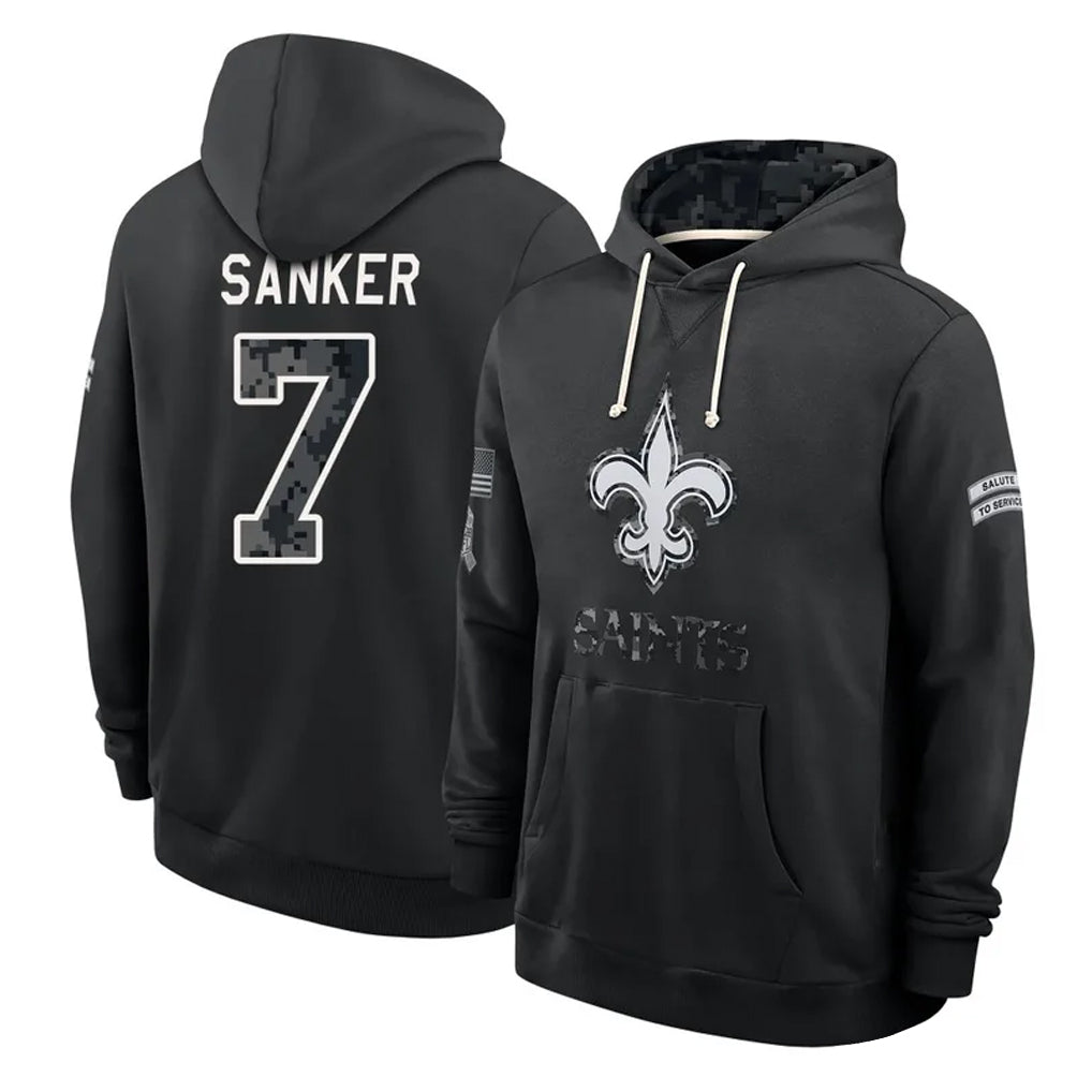 NO.Saints #7 Jonas Sanker Player 2026 Black Logo Pullover Hoodies Limited Game Ddoa Stitched Jerseys