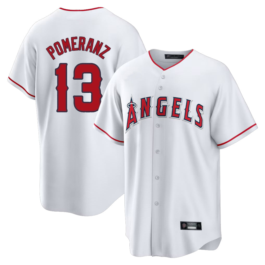 LA.Angels #13 Drew Pomeranz Player White Home Game Ddoa Stitched Jerseys