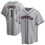 H.Astros #1 Carlos Correa Player Gray Home Game Ddoa Stitched Jerseys