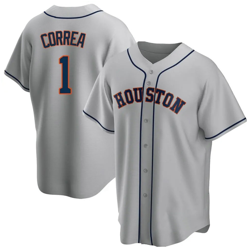 H.Astros #1 Carlos Correa Player Gray Home Game Ddoa Stitched Jerseys