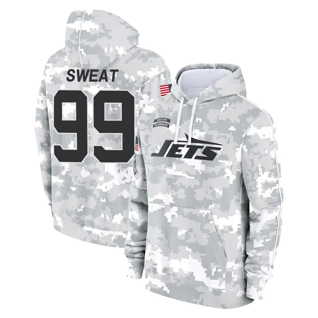 NY.Jets #99 T'Vondre Sweat Player Arctic Camo Salute to Service Pullover Hoodies Limited Game Ddoa Stitched Jerseys
