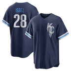 KC.Royals #28 Kyle Isbel Player Navy City Connect Home Game Ddoa Stitched Jerseys