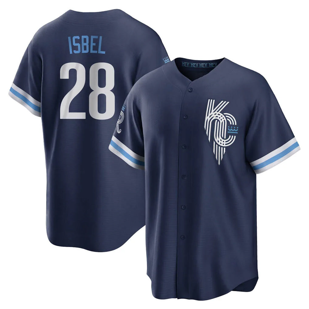 KC.Royals #28 Kyle Isbel Player Navy City Connect Home Game Ddoa Stitched Jerseys