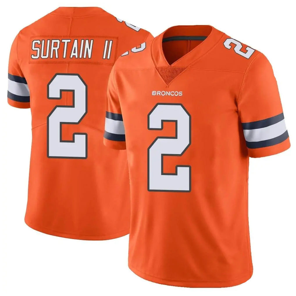 D.Broncos #2 Pat Surtain II Player Orange Vapor Untouchable Limited Home Game Ddoa Stitched Jerseys