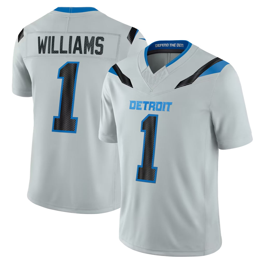 D.Lions #1 Jameson Williams Player Silver Limited 2026 Rivalries Collection Home Game Ddoa Stitched Jerseys