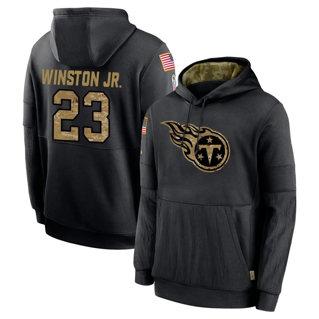 T.Titans #23 Kevin Winston Jr. Player Black Salute to Service Sideline Performance Pullover Hoodies Home Game Ddoa Stitched Jerseys