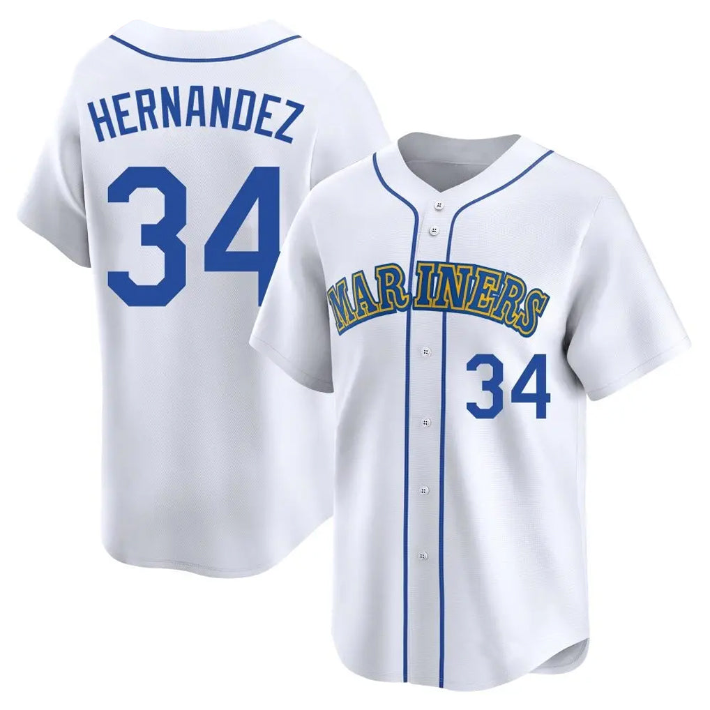 S.Mariners #34 Felix Hernandez Player White Limited Throwback Cooperstown Collection Ddoa Stitched Jerseys
