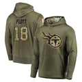 T.Titans #18 Cor'Dale Flott Player Olive Salute to Service Pullover Hoodies Home Game Ddoa Stitched Jerseys