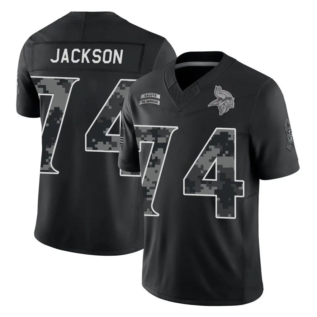 MN.Vikings #74 Donovan Jackson Player Black Limited 2026 Salute to Service Home Game Ddoa Stitched Jerseys