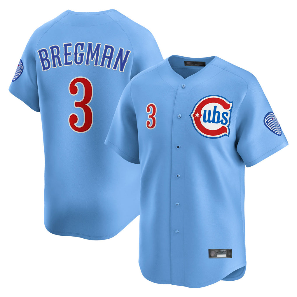 C.Cubs #3 Alex Bregman Player Light Blue Limited Home Ddoa Stitched Jerseys