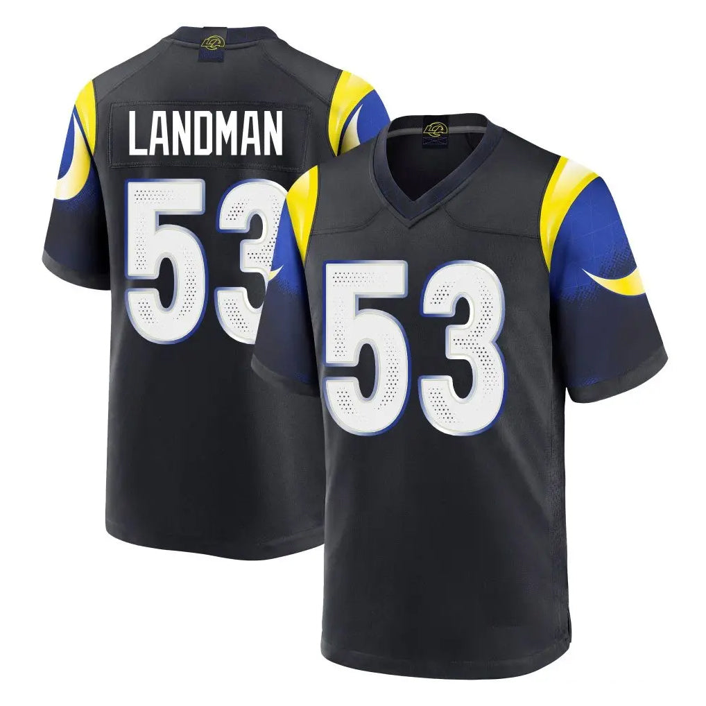 LA.Rams #53 Nate Landman Player Black Midnight Rivalries Collection Home Game Ddoa Stitched Jerseys