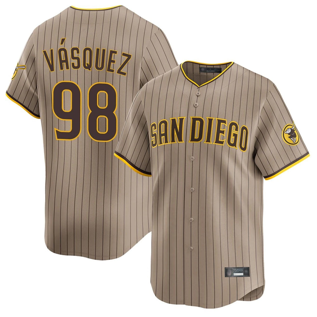 S.Diego Padres #98 Randy Vasquez Player Khaki Home Limited Ddoa Stitched Jerseys