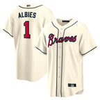 A.Braves #1 Ozzie Albies Player Cream Replica Game Ddoa Stitched Jerseys