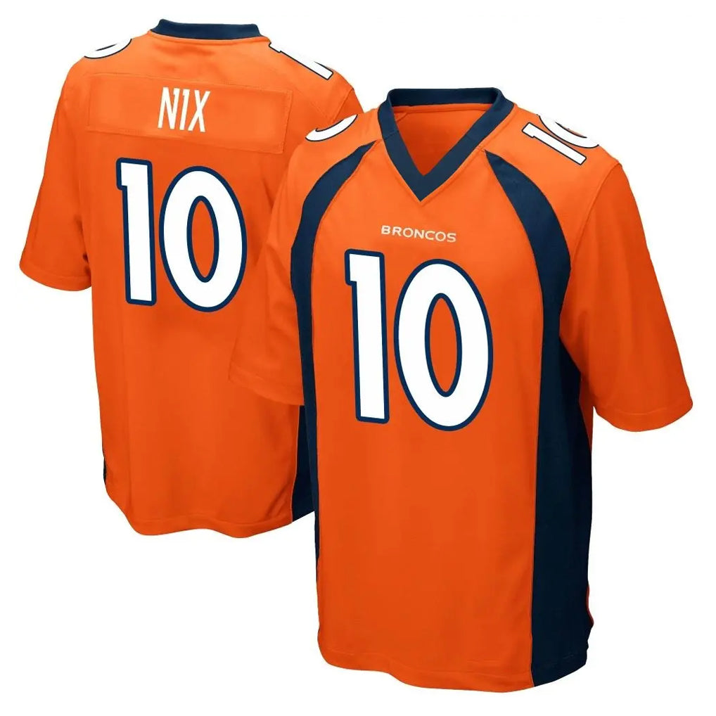 D.Broncos #10 Bo Nix Player Orange Color Home Game Ddoa Stitched Jerseys