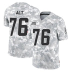 LA.Chargers #76 Joe Alt Player Arctic Camo Salute To Service Limited Game Ddoa Stitched Jerseys