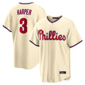 P.Phillies #3 Bryce Harper Player Cream Home Game Ddoa Stitched Jerseys