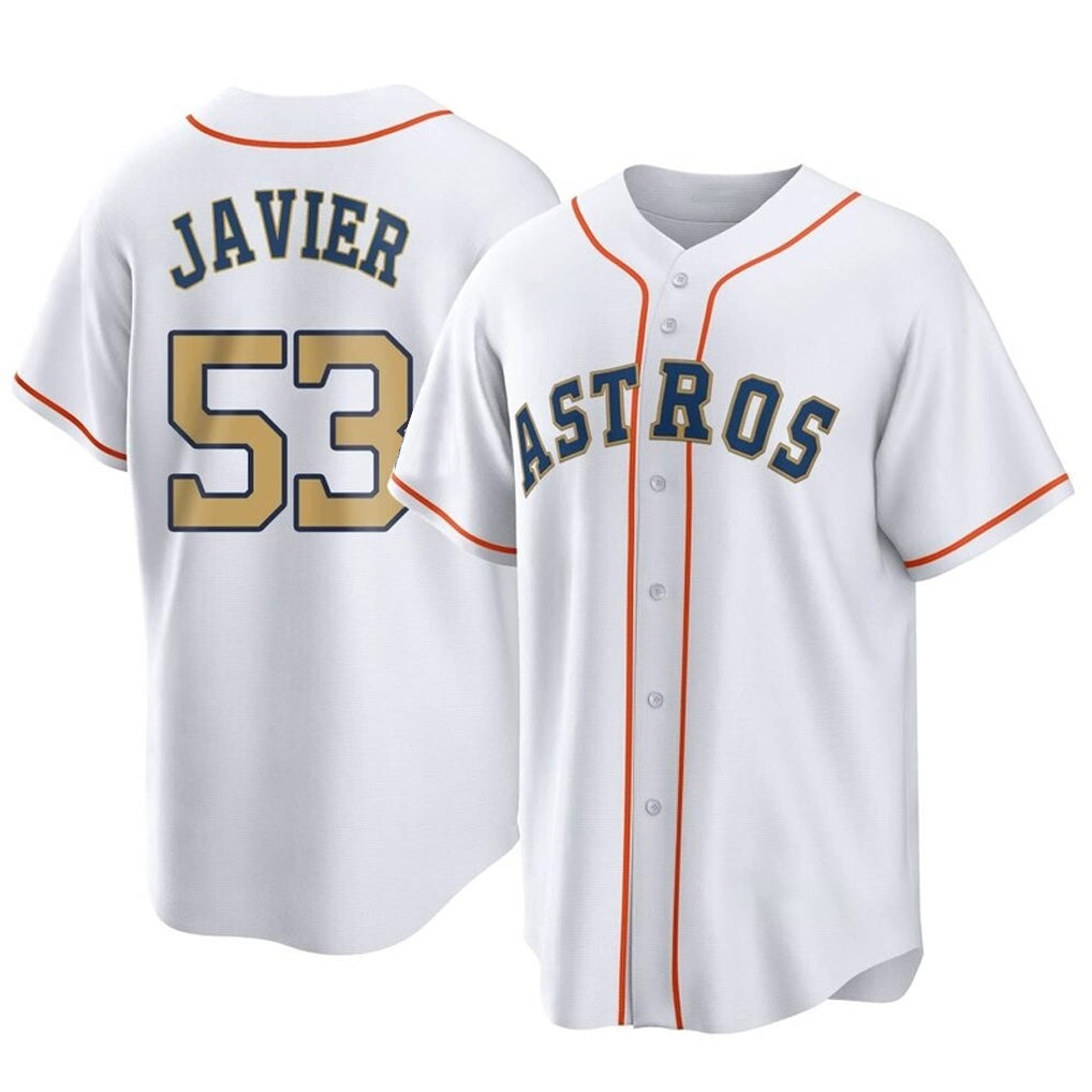 H.Astros #53 Cristian Javier Player Gold Collection Game Home Ddoa Stitched Jerseys