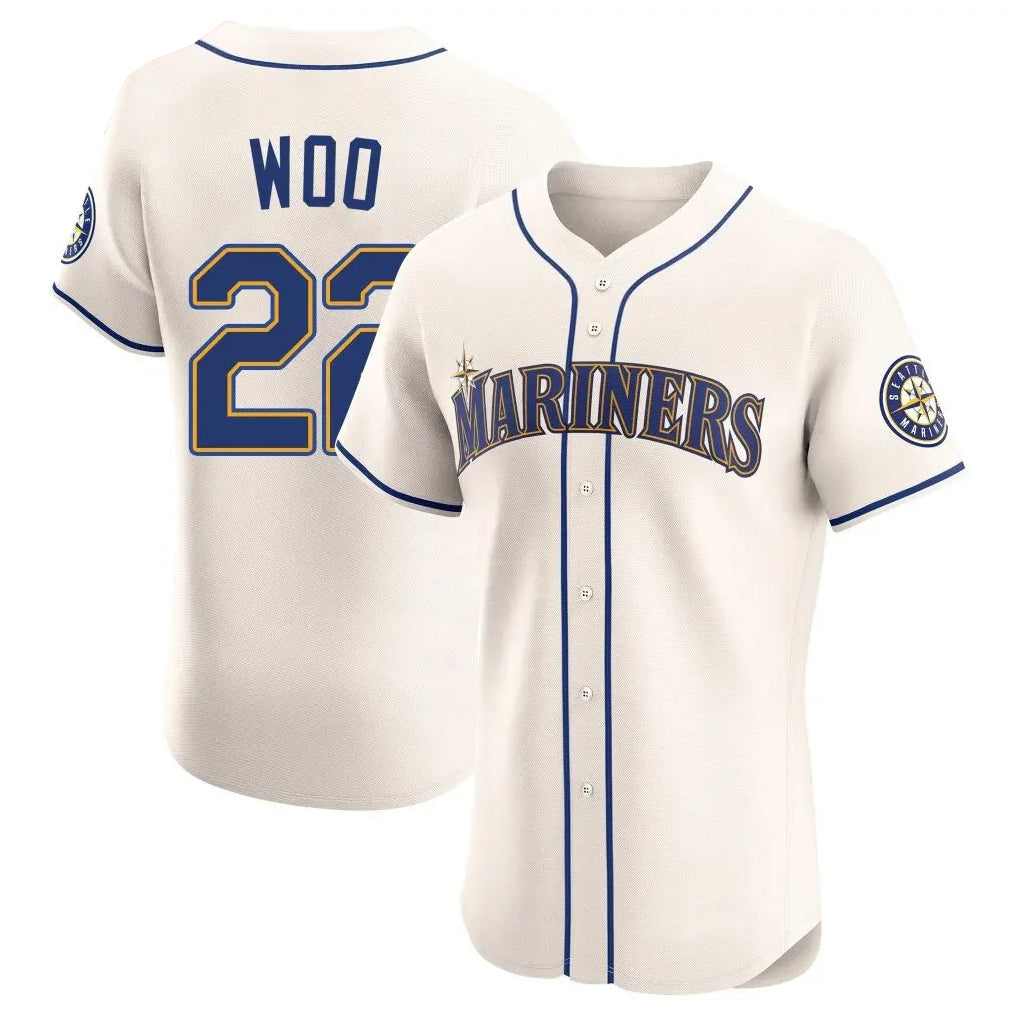 S.Mariners #22 Bryan Woo Player Cream Home Limited Elite Ddoa Stitched Jerseys