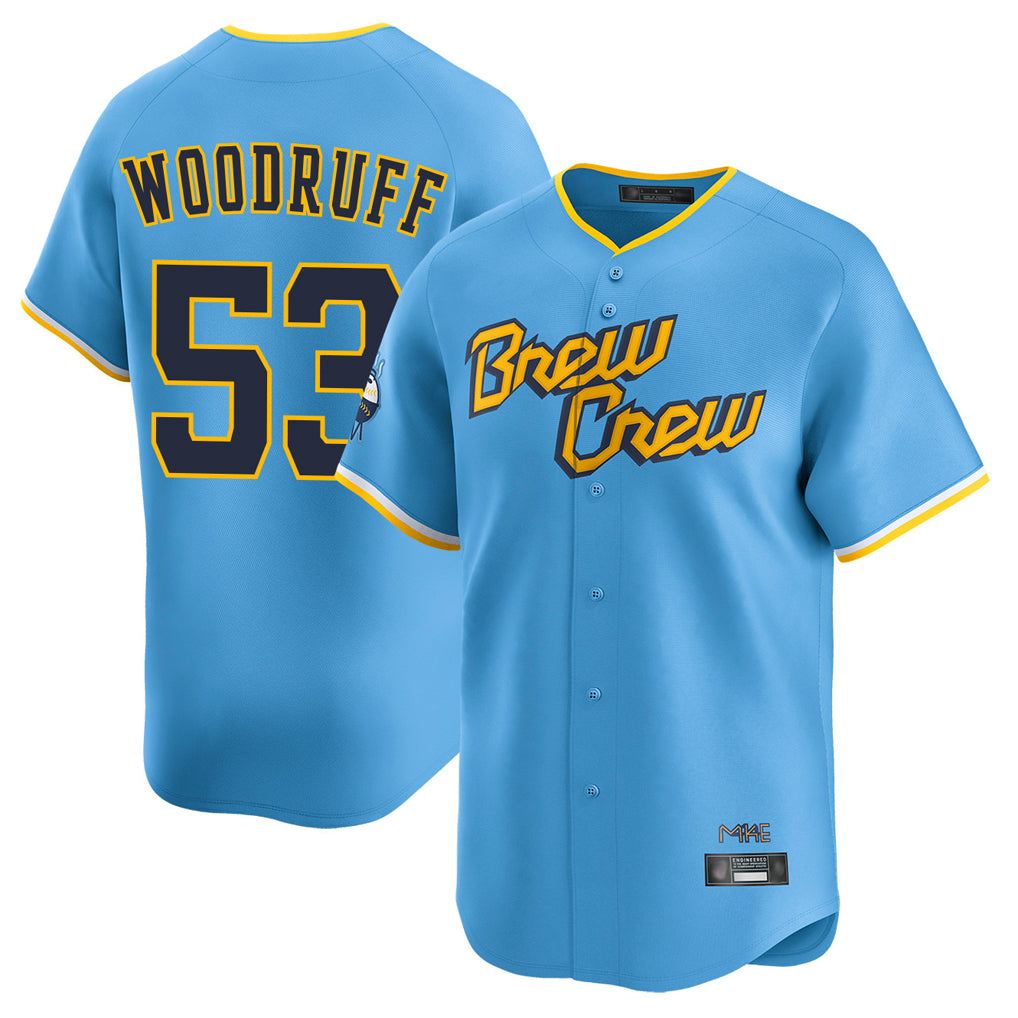 M.Brewers #53 Brandon Woodruff Player Light Blue City Connect Home Limited Ddoa Stitched Jerseys