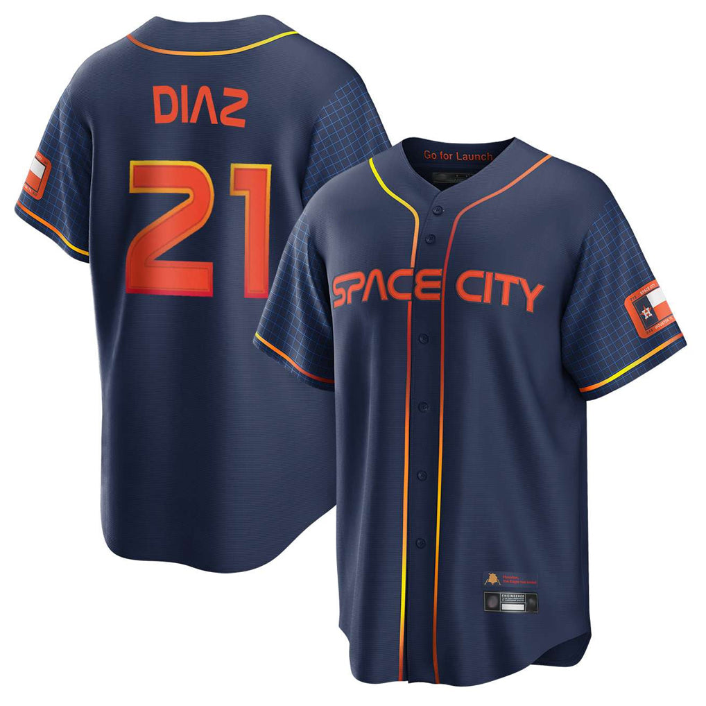 H.Astros #21 Yainer Diaz Player Navy City Connect Home Game Ddoa Stitched Jerseys